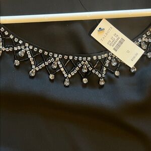 Talbots Black Blouse with Intricate Beaded Neckline